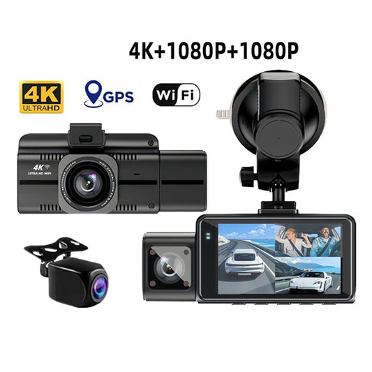 4K Full HD Dash Cam Front Rear Included 128GB Card Built-in Wi-Fi GPS