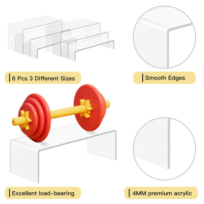 Acrylic Display Risers 2 Sets 6 Units (2 Size Options)