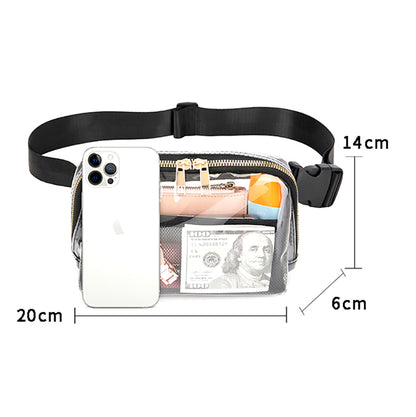 Clear Belt Bag with Adjustable Strap, Black