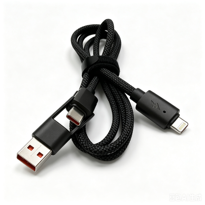 4 in 1 Multi USB Charging Cable, USB-A & USB-C to Lightning & Type-C Braided Data Cable, 1M