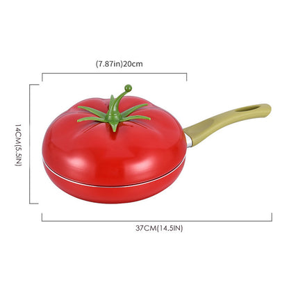 Fruit Tomato Shape Frying Pan with Lid Cooker Aluminum Alloy, Red
