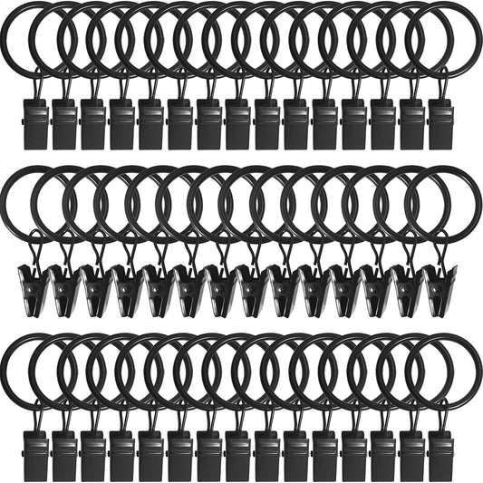 Metal Curtain Rings with Clips 40 Units (3 Color Options)