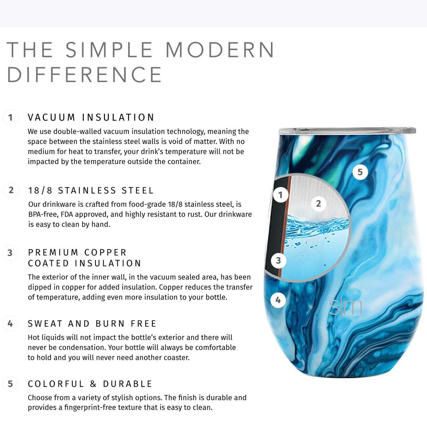 Ocean Geode Wine Tumbler with Lid 12oz