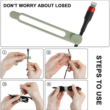 24-Piece Silicone Cable Straps Cord Organizer for Bundling Earphone 4.2 Inches