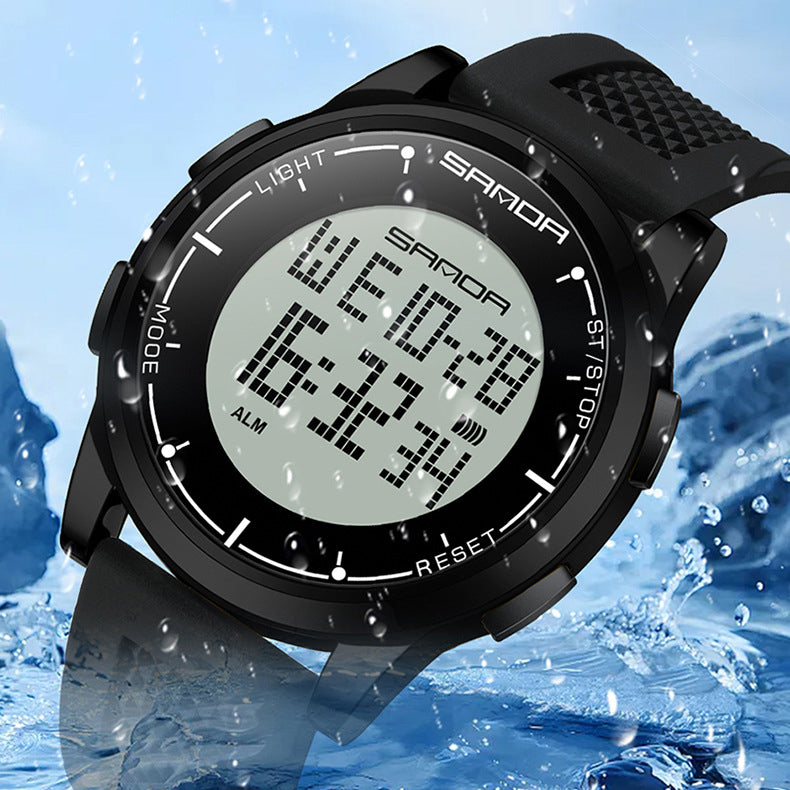 Simple Electronic Watch Men's Digital Wristwatch, Black
