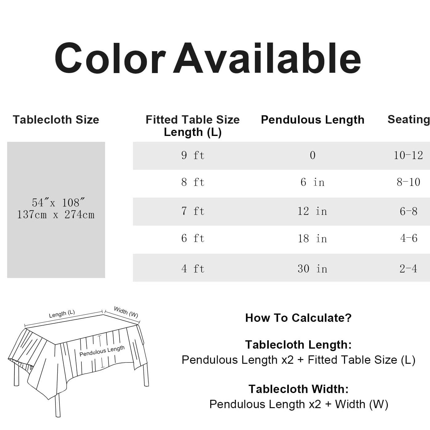 PEVA Rectangle Solid Tablecloth 54 x 108 Inch 6 Units