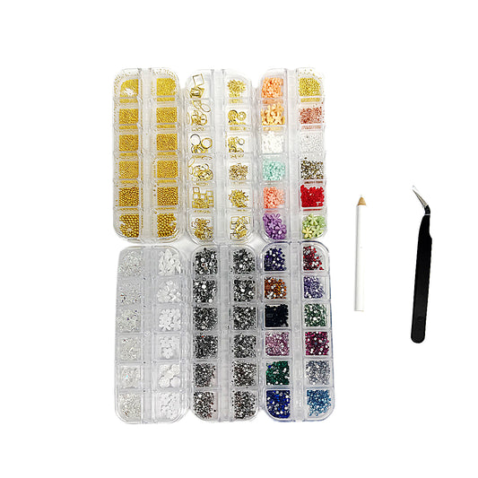 6 Boxes of Nail Gems Nail Art Tools Nail Rhinestones