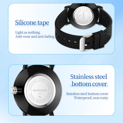 Women's Quartz Watch Silicone Strap, Black