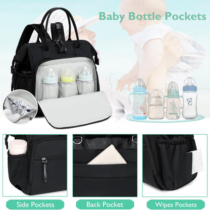 Convertible Diaper Bag Tote, Black