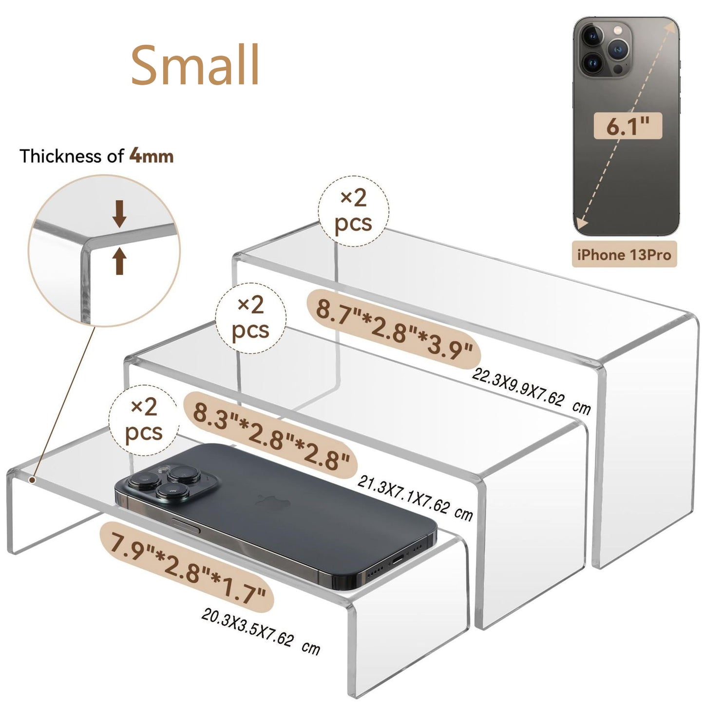Acrylic Display Risers 2 Sets 6 Units (2 Size Options)
