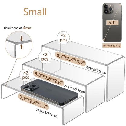 Acrylic Display Risers 2 Sets 6 Units (2 Size Options)