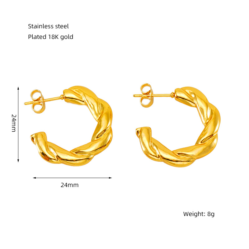 18K Gold-Plated Hoop Earrings Set 6 Pairs