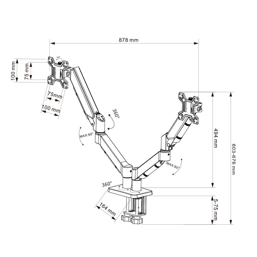 Dual Monitor Mount, Monitor Arm with Swivel for 17-32” Monitors