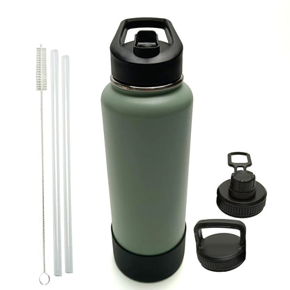 Insulated Water Bottle with 3 Lids 64oz / 40oz (2 Color Options)