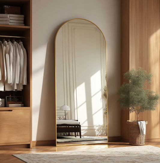 Arched Full Length Mirror with Stand 50x160cm, Gold