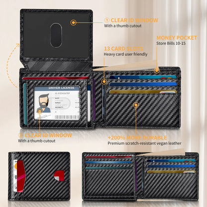 Wallet for Men Slim Rfid Leather, Black