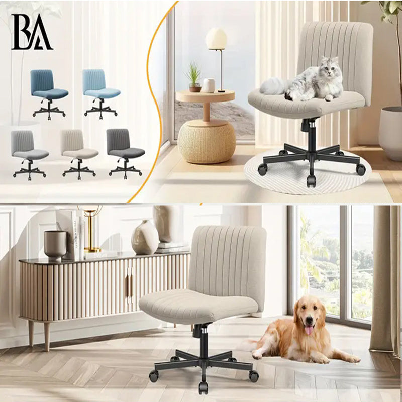 Cross Chair Comfy Armless Cross Legged Office Chair, Beige