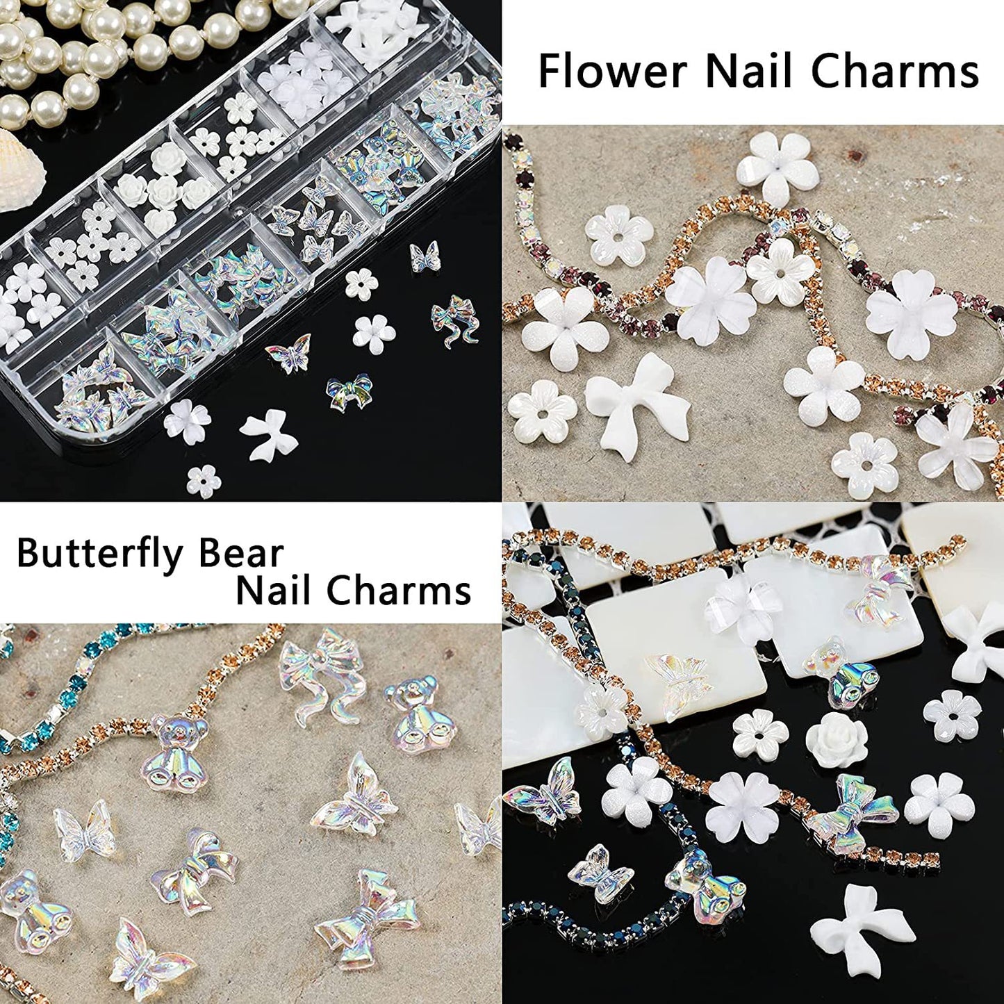 6 Boxes of Nail Gems Nail Art Tools Nail Rhinestones