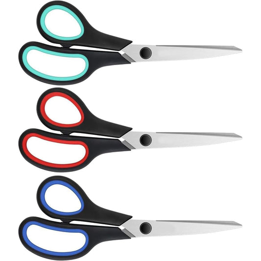 3-Pack 8.5" Heavy Duty Scissors with Ultra Sharp Blades and Comfort Grip Handles