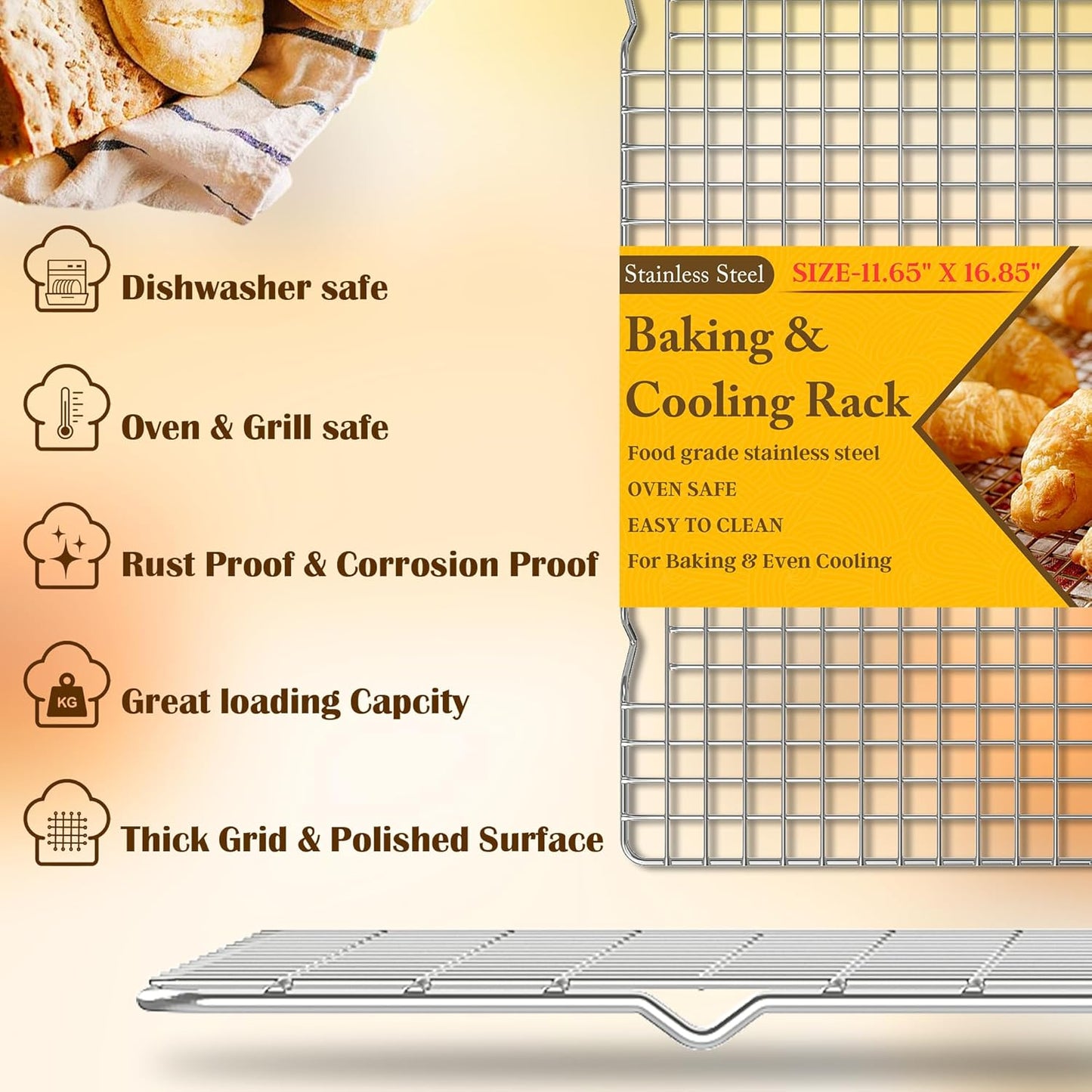Cooling Racks for Cooking and Baking 10" x 15" 2 Units