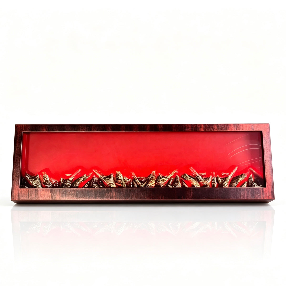 Brown Wall Mounted Electric Fireplace with LED Simulated Flame, 47.2 Inch Decor Fireplace