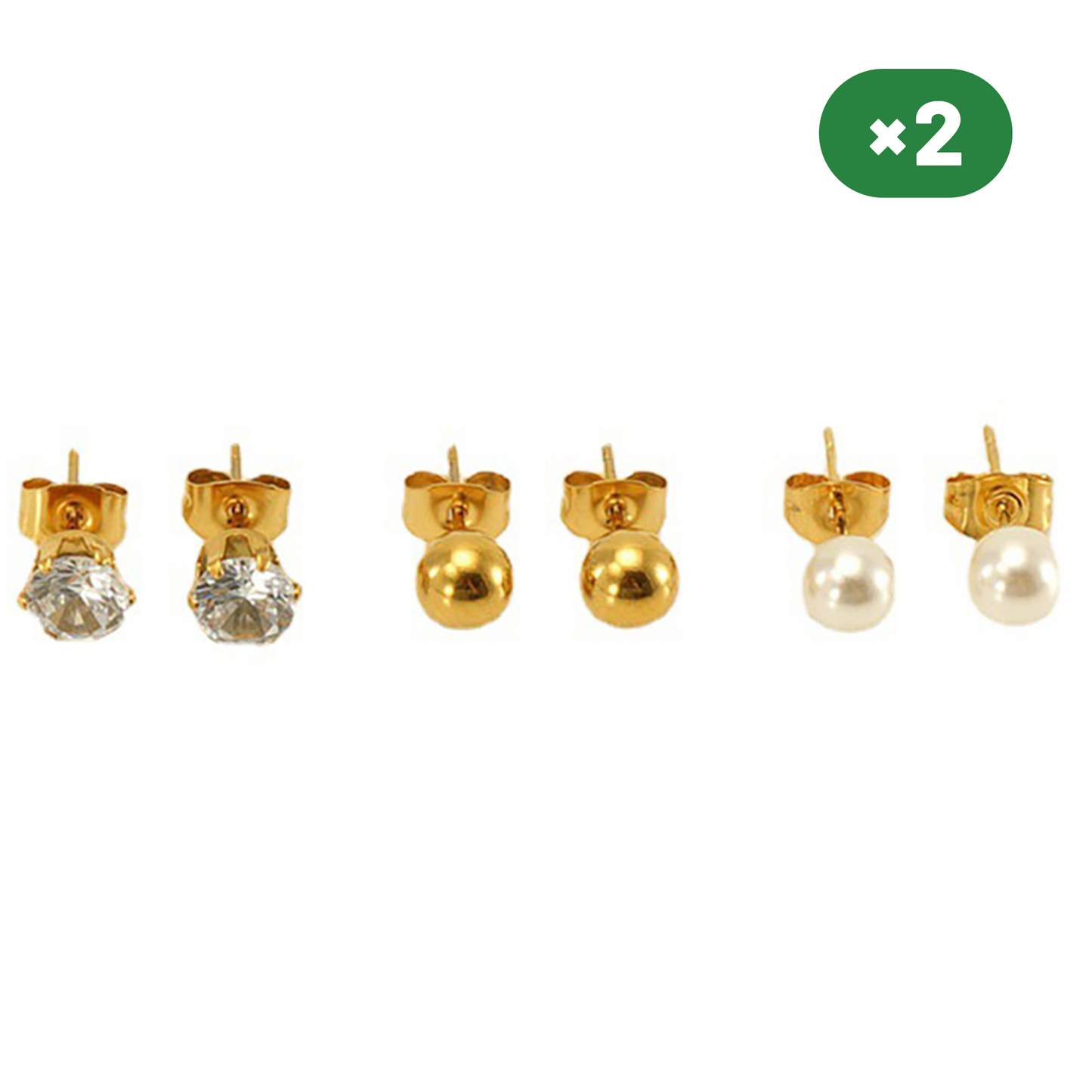 18K Gold-Plated Earrings Set 2 Pack / Each Pack 3 Pairs