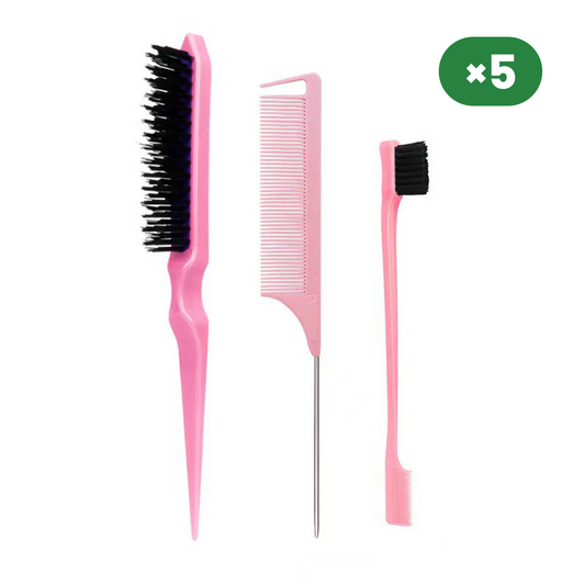 3-Piece Slick Brush Set 5 Units, Pink