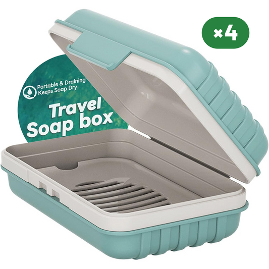 Soap Holder with Lid 4 Units, Blue