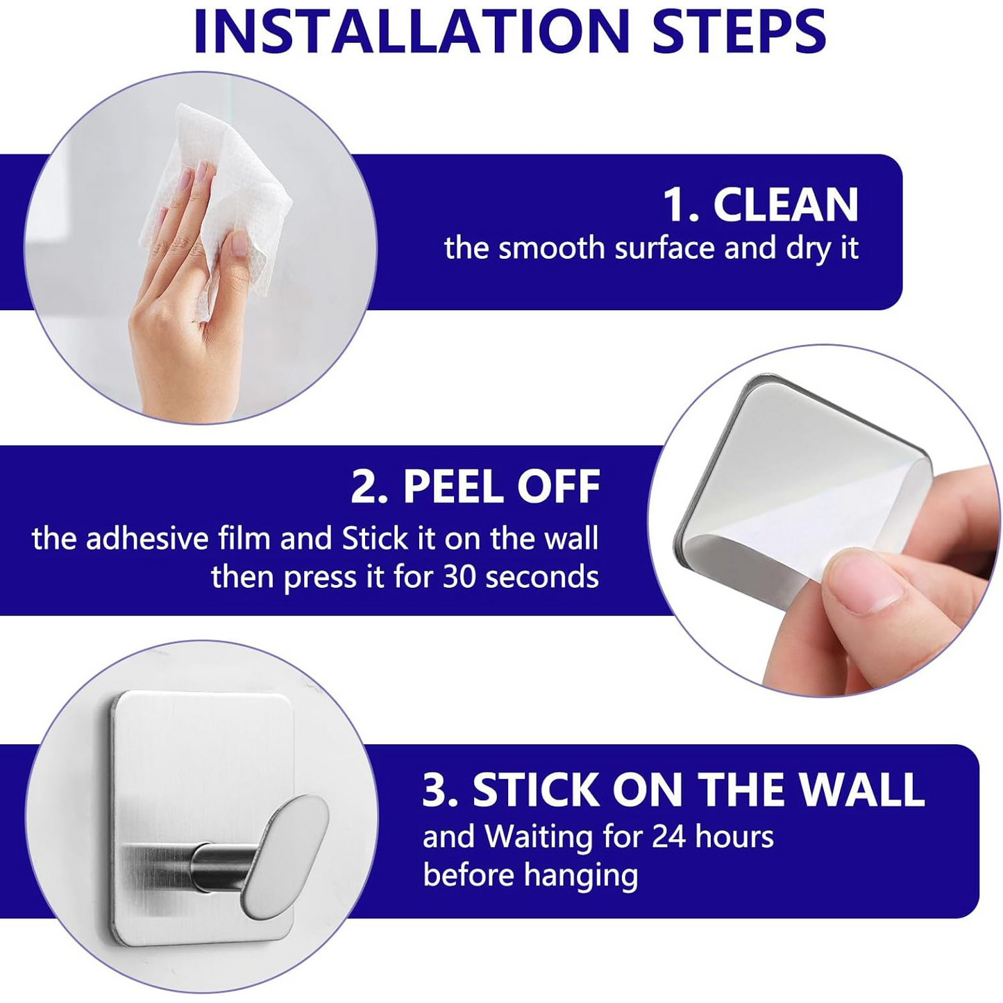 4 Packs Metal Adhesice Towel Hooks