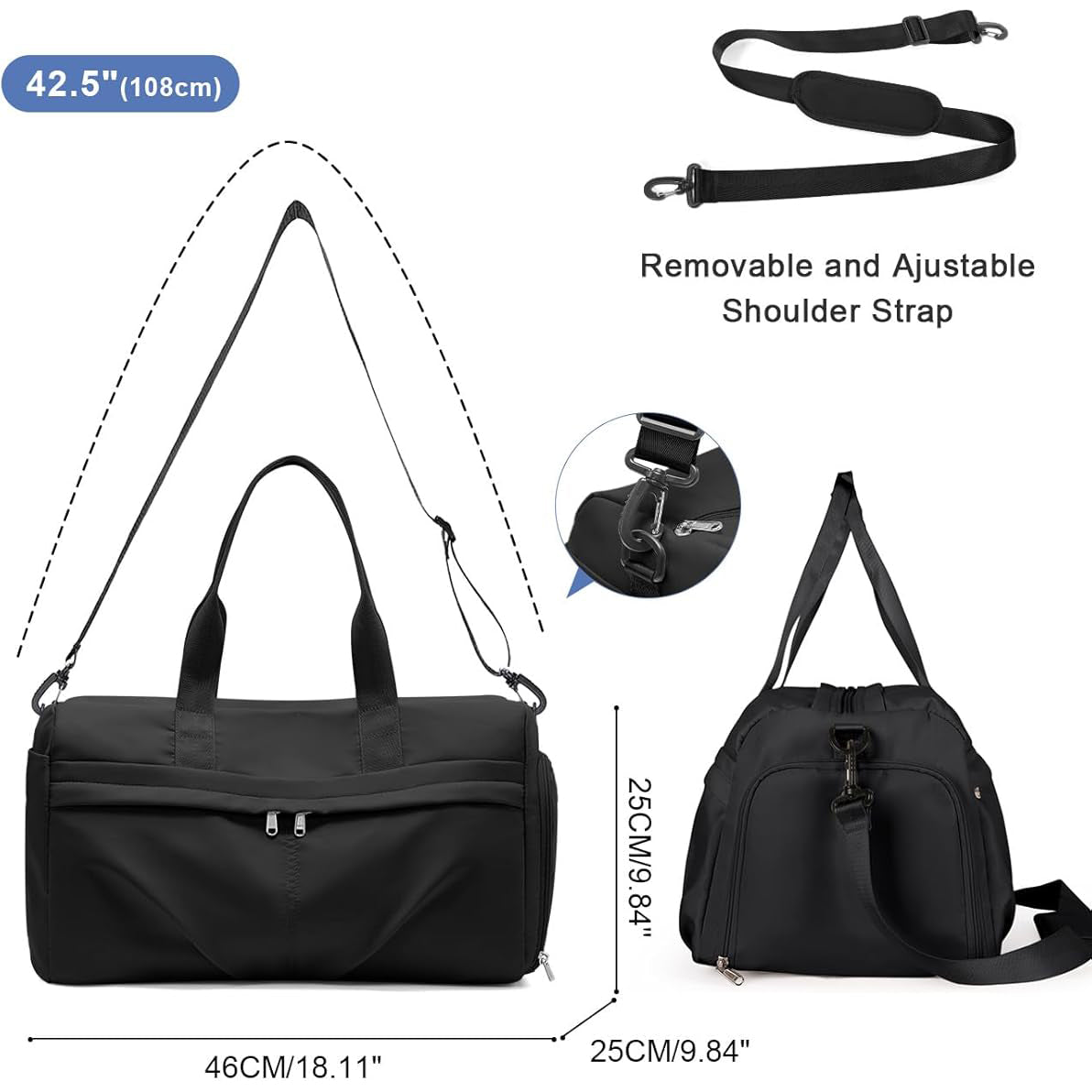 Gym Bag for Women Men with Shoe Compartment
