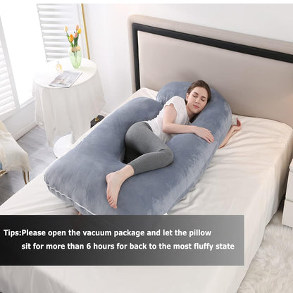 Pregnancy Pillow J-Shaped Full Body Pillow (Velvet Cover)