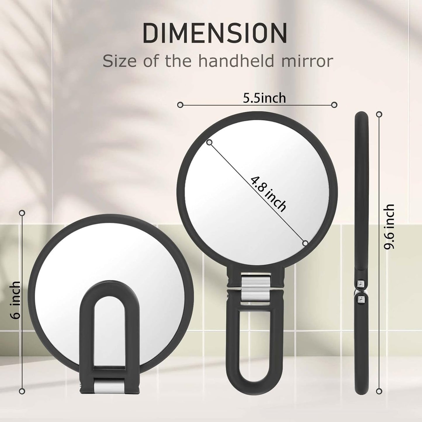 1x/15x Magnifying Handheld Mirror Double Sided