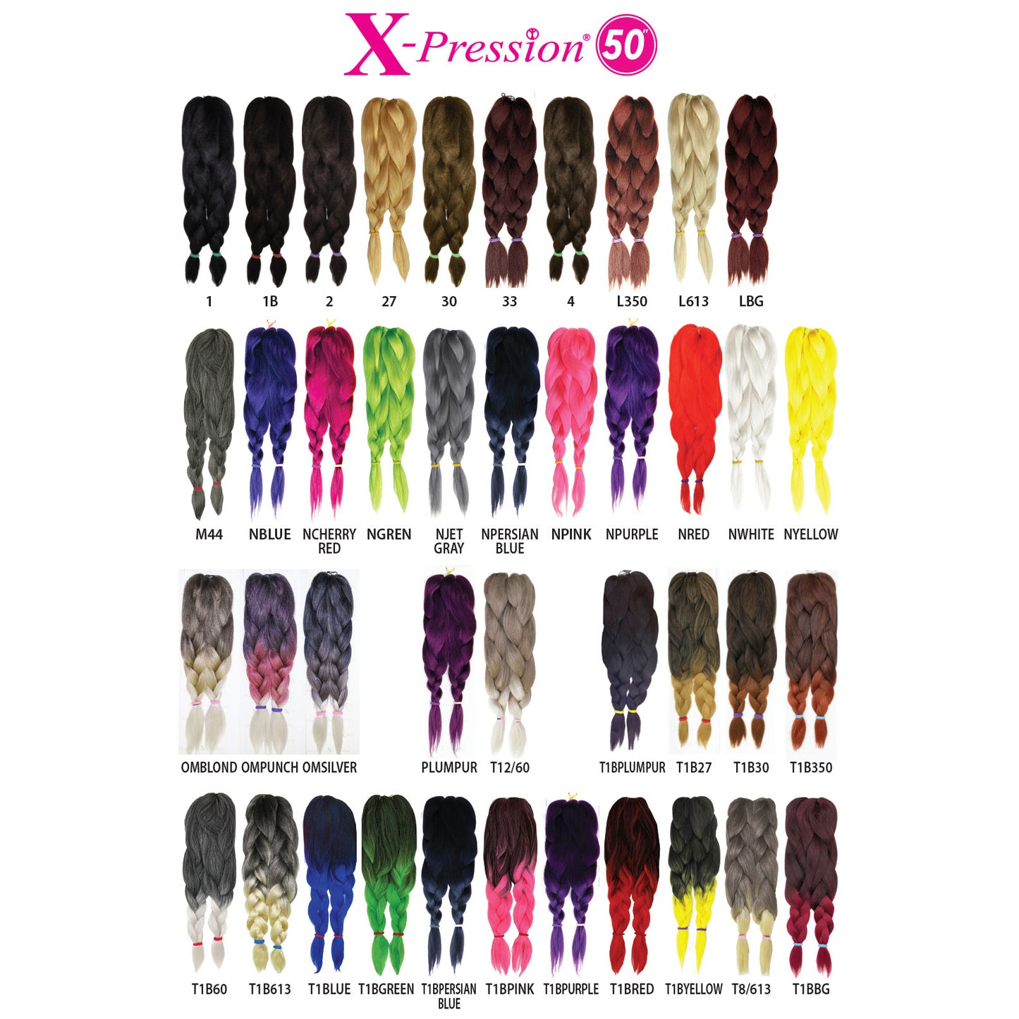 3 Pack, Bijoux X-PRESSION BRAID 50″ Pre Stretched