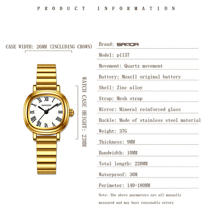 Women's Vintage Gold Watch with Square Dial, Gold