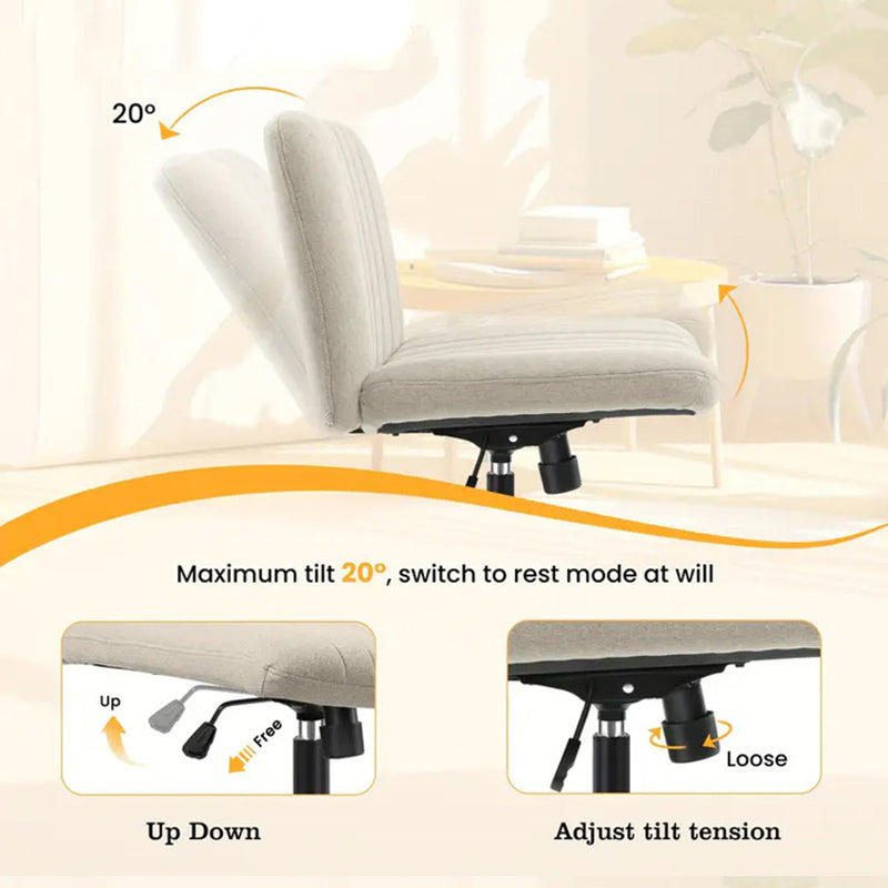 Cross Chair Comfy Armless Cross Legged Office Chair, Beige