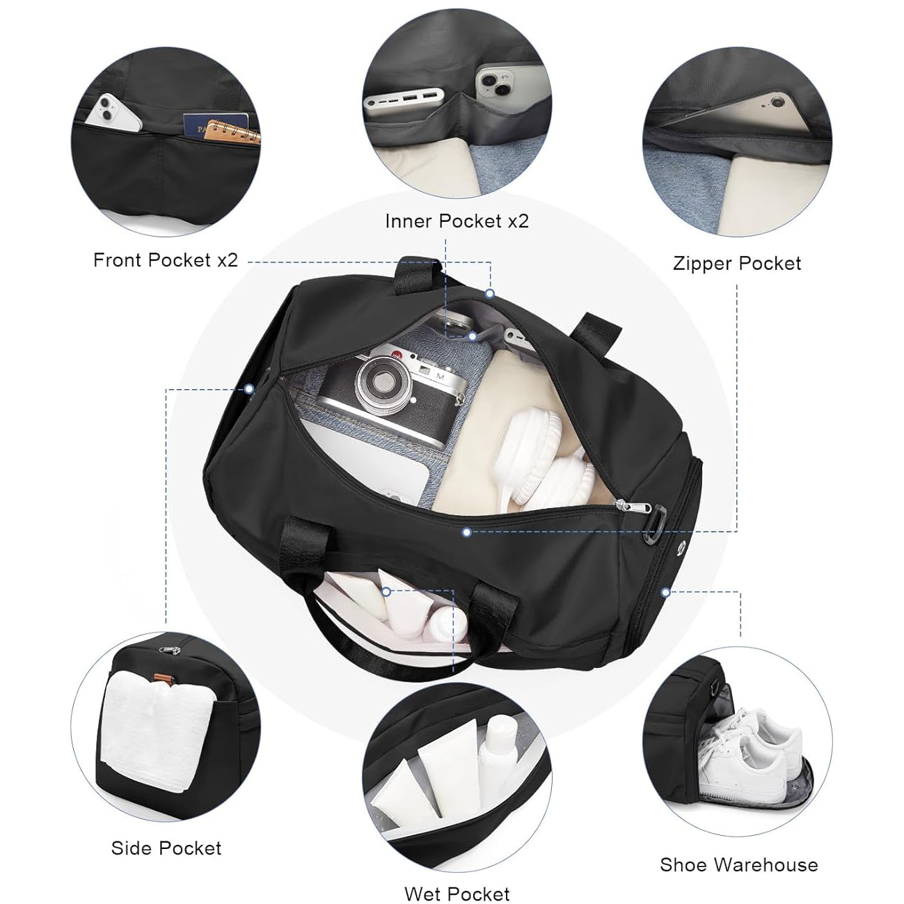 Gym Bag for Women Men with Shoe Compartment