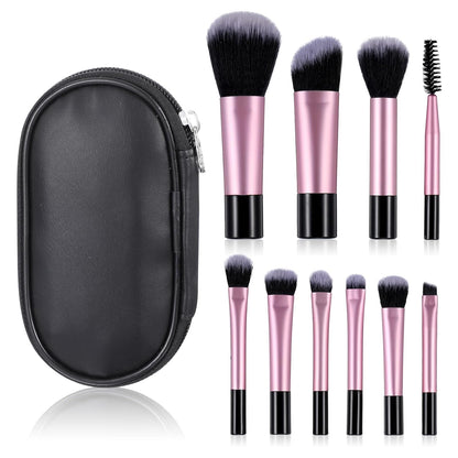 10-Piece Mini Makeup Brush Set with Pouch