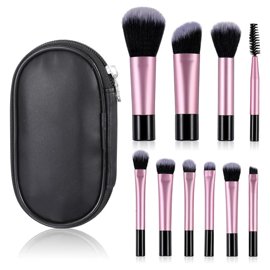 10-Piece Mini Makeup Brush Set with Pouch
