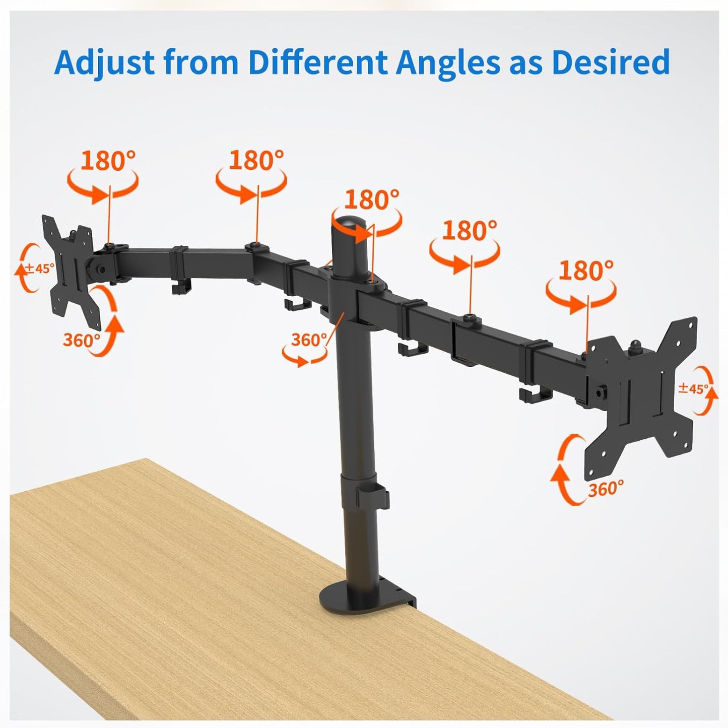Dual Monitor Mount, Monitor Arm with Swivel for 17-27” Monitors