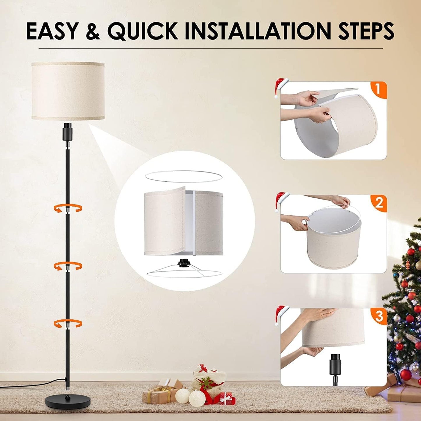 Modern Floor Lamps for Living Room Bedroom - LED Bulb Included