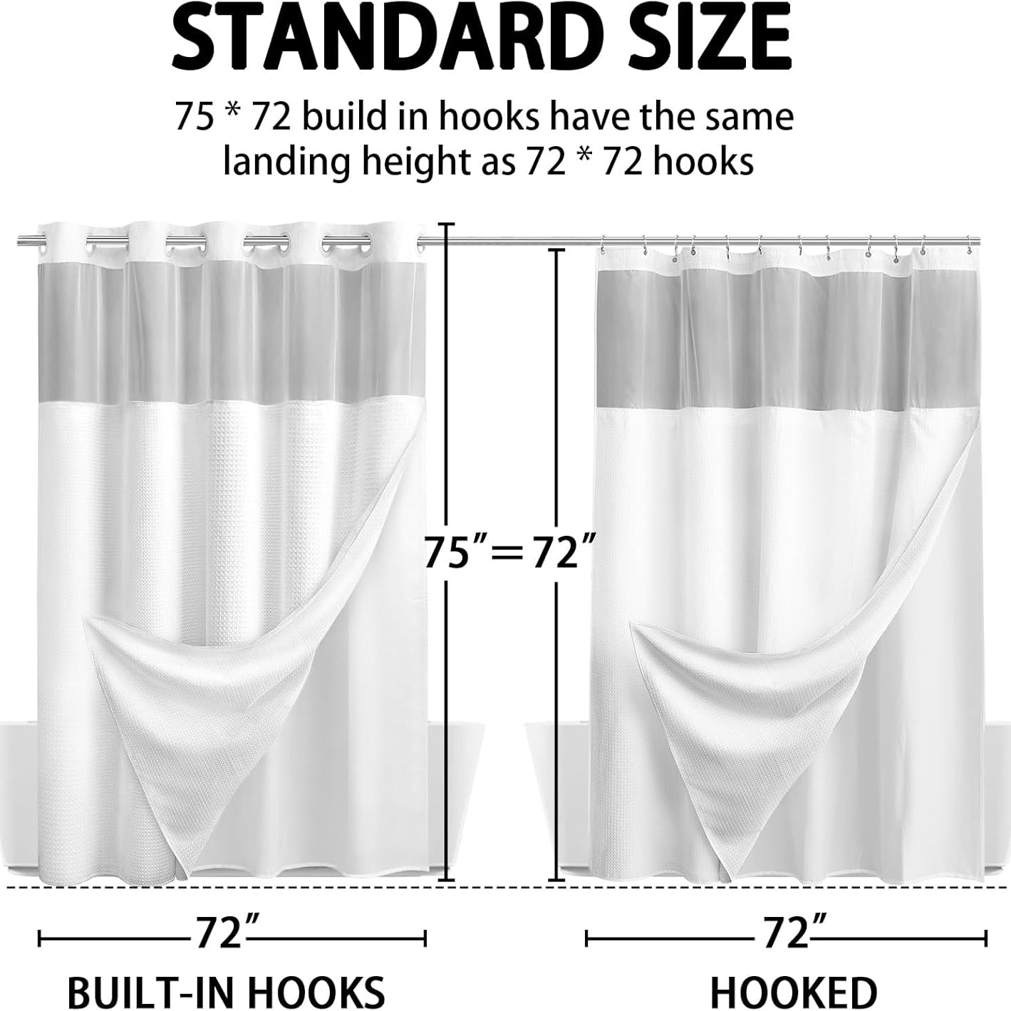 No Hook Shower Curtain with Snap