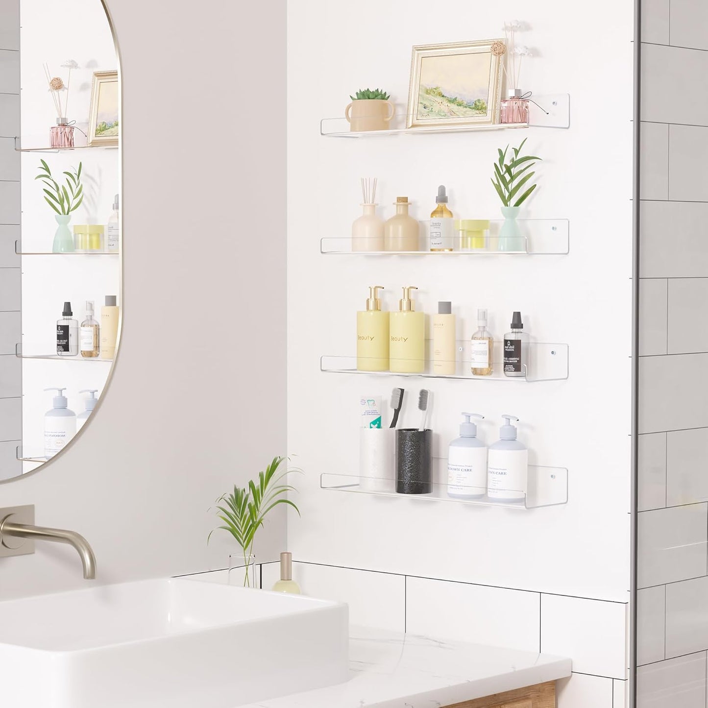Acrylic Shelves for Wall Storage 4 Units