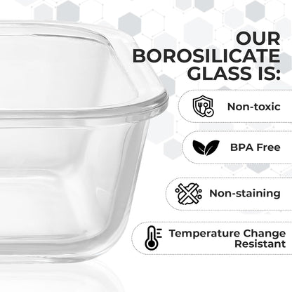 5pc Borosilicate Glass Storage Containers with Lids 1040ML*5