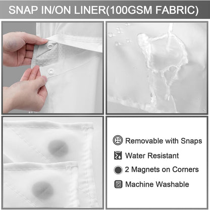 No Hook Shower Curtain with Snap