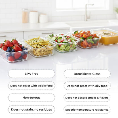 5pc Borosilicate Glass Storage Containers with Lids 1040ML*5