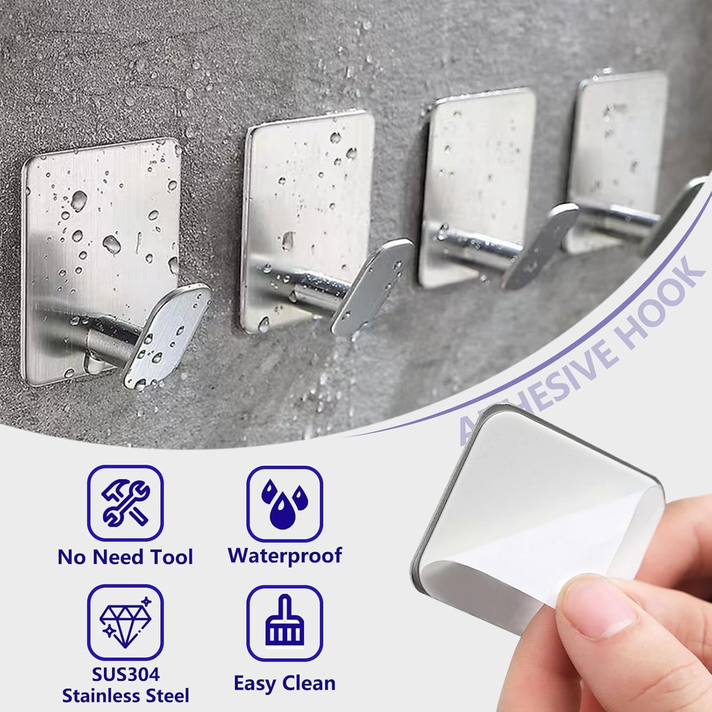4 Packs Metal Adhesice Towel Hooks