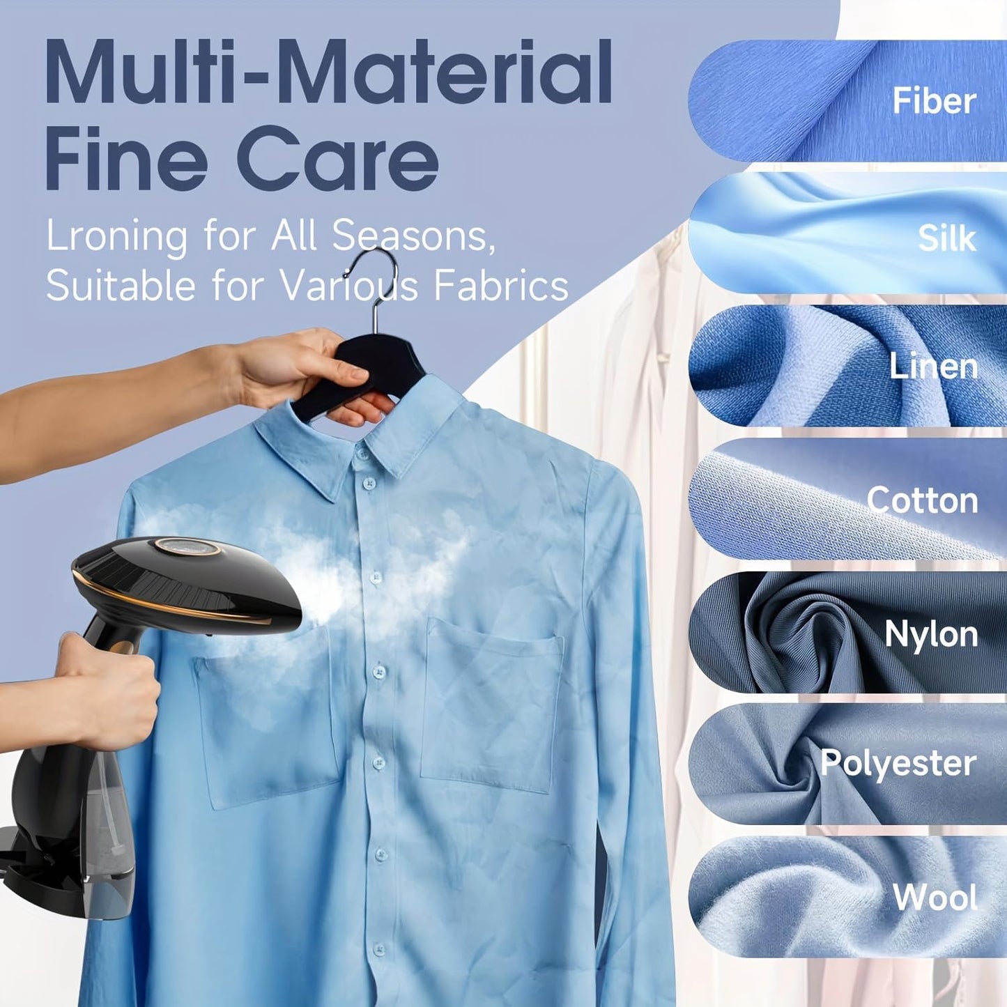 Handheld Steamer for Clothes with 168ml/288ml Adjustable Tanks, Black