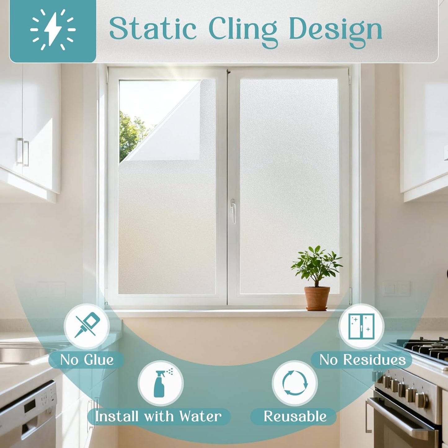 Window Privacy Film Decorative Window Sticker 17.5 x 78.7 inches