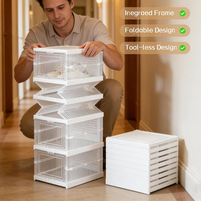6-Tier Foldable Shoe Storage Bins No Assembly for Men and Women (Maximum Size 12)