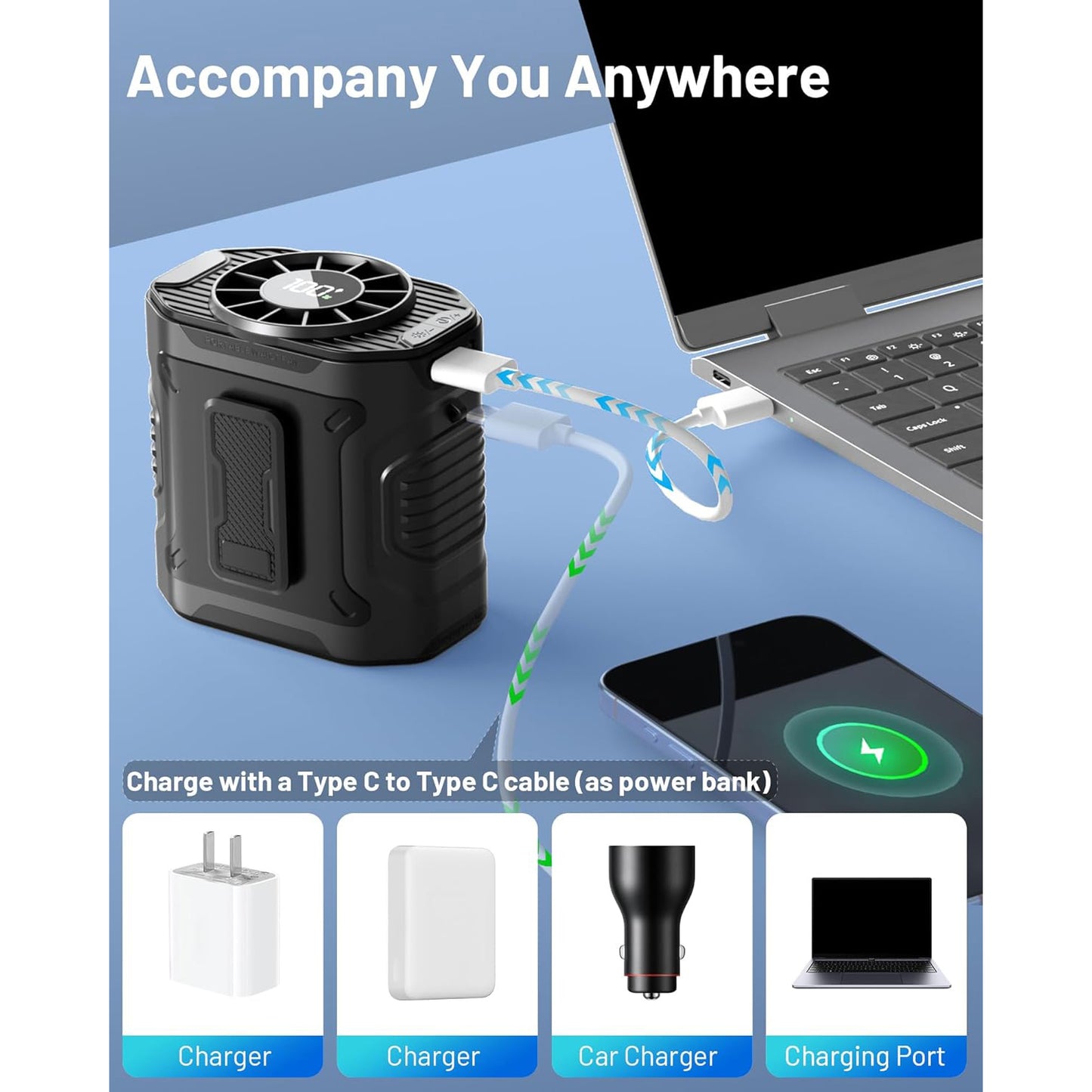 Portable Waist Fan, Black